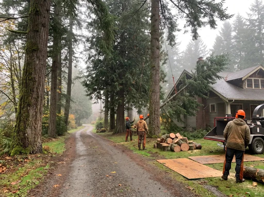 Big timber along a rural driveway near Deming